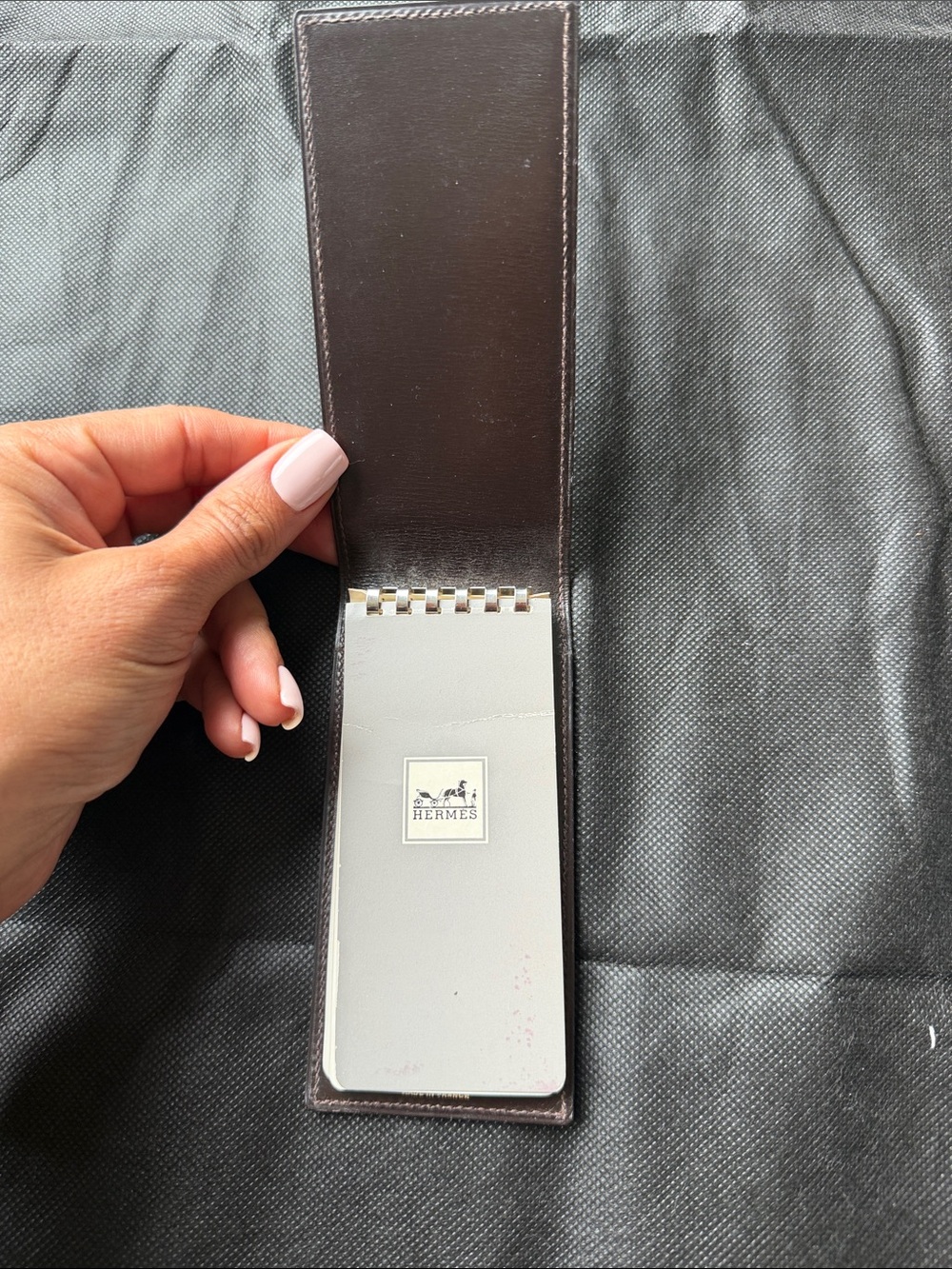 Hermes Dark Brown Leather Pocket Notepad Holder